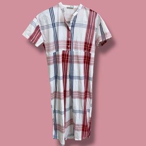 Zara Trafaluc Woman’s Size Small Plaid Oversized Dress 1/2 Button Top